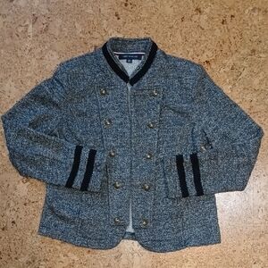 Tommy Hilfiger Women's Gray Military Open Front Band Jacket Size L